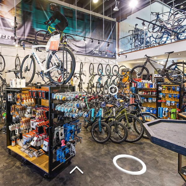 Inside of Oak Bay bikes showing inventory